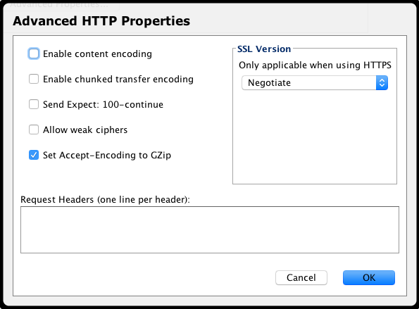 HTTP Advanced Properties