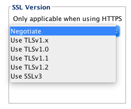 Opções de versão HTTP SSL