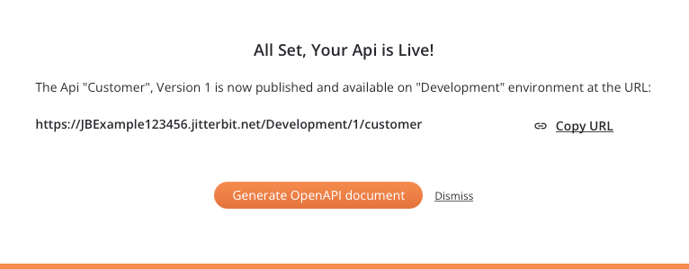 todo configurado, su API es una API personalizada en vivo