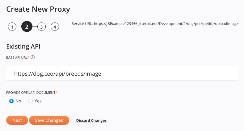 crear nuevo proxy paso 2 API existente sin documento opapi