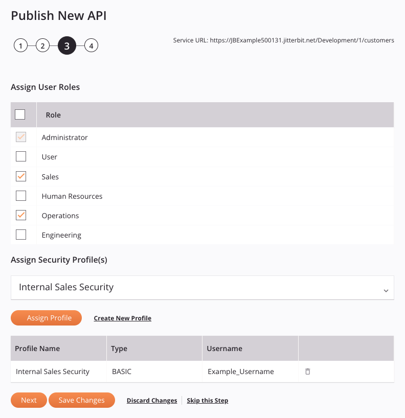publish new api step 3 user roles security profiles