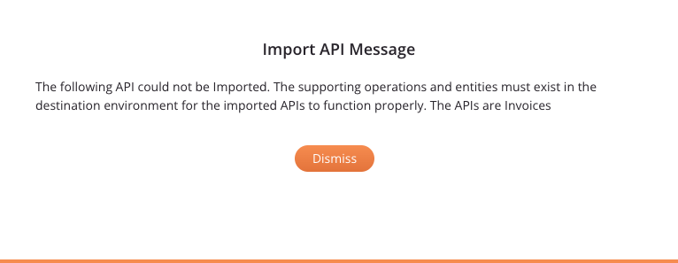 important api message import failed