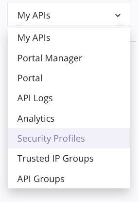 menu security profiles