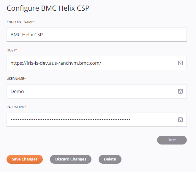 BMC Helix for CSP connection configuration