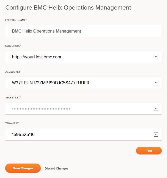 BMC Helix Operations Management connection configuration