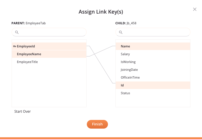 database assign link keys