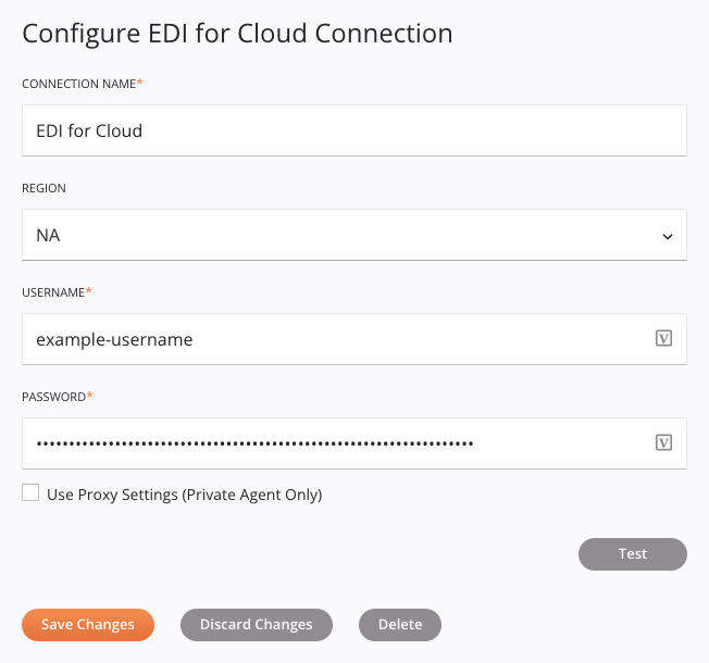 EDI for Cloud connection configuration
