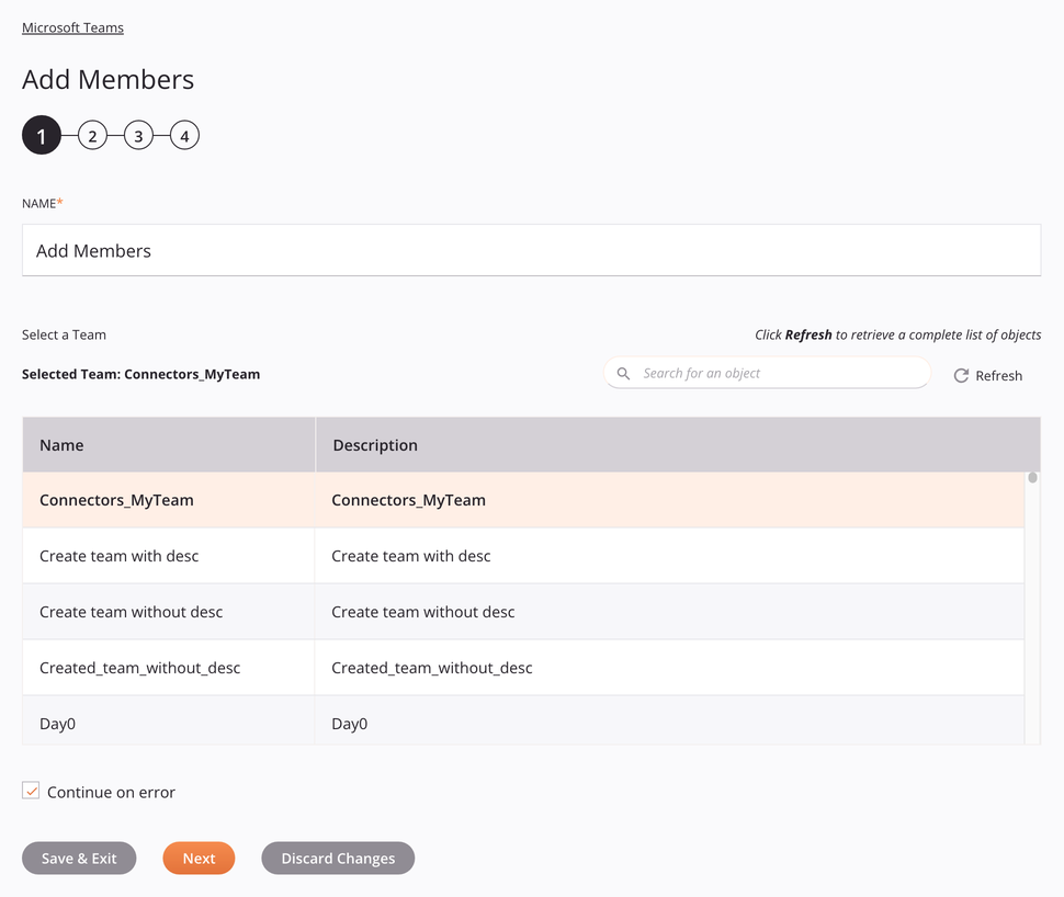 Microsoft Teams Add Members Activity Configuration Step 1