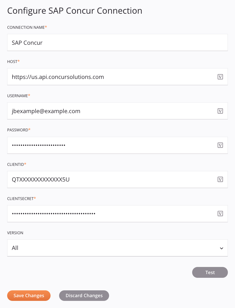 SAP Concur connection configuration