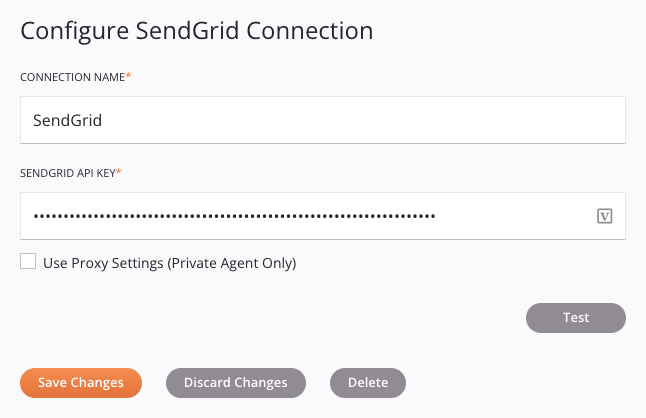 SendGrid connection configuration
