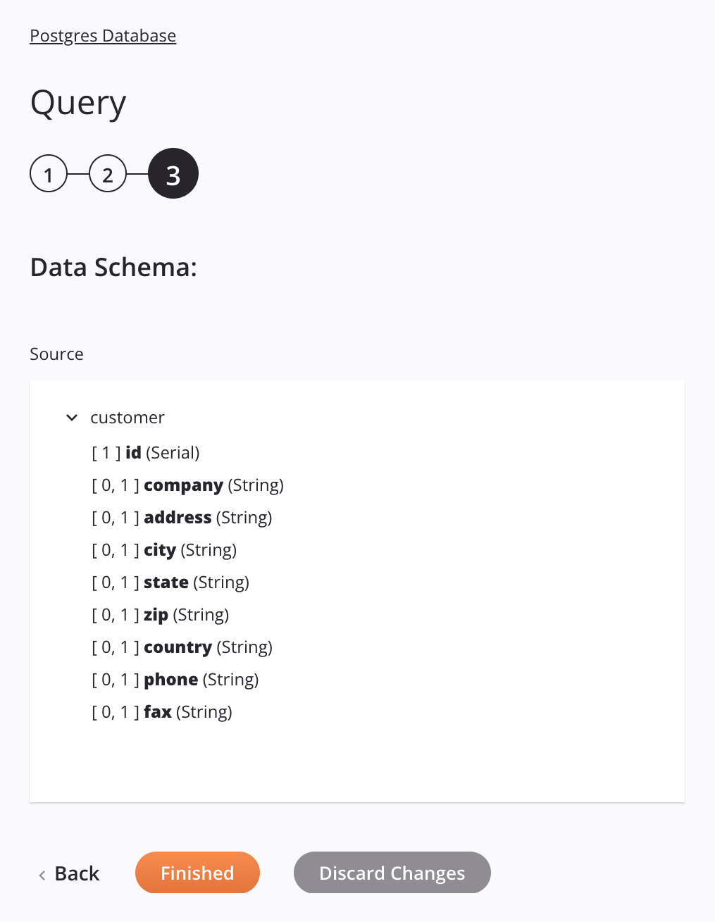 database query step 3 data schema customer
