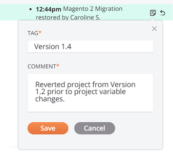 project history tag dialog
