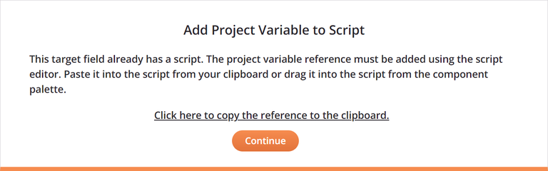 adicionar variável do projeto ao script