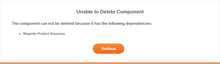 unable to delete component