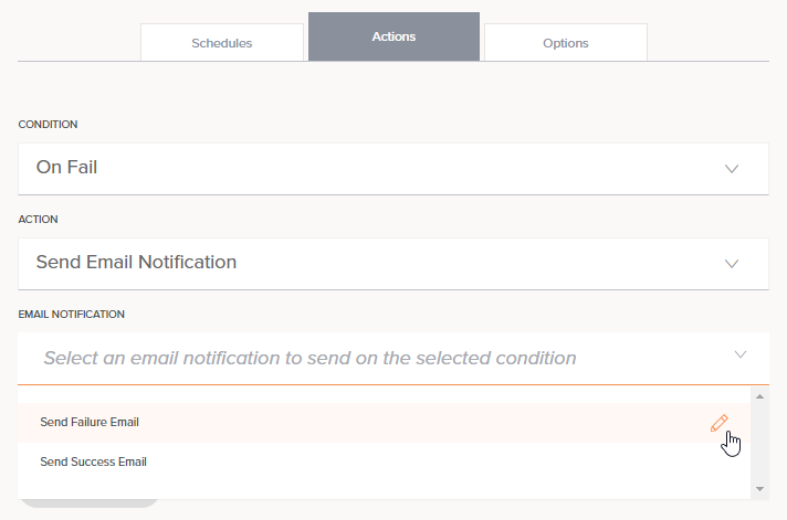 actions email existing