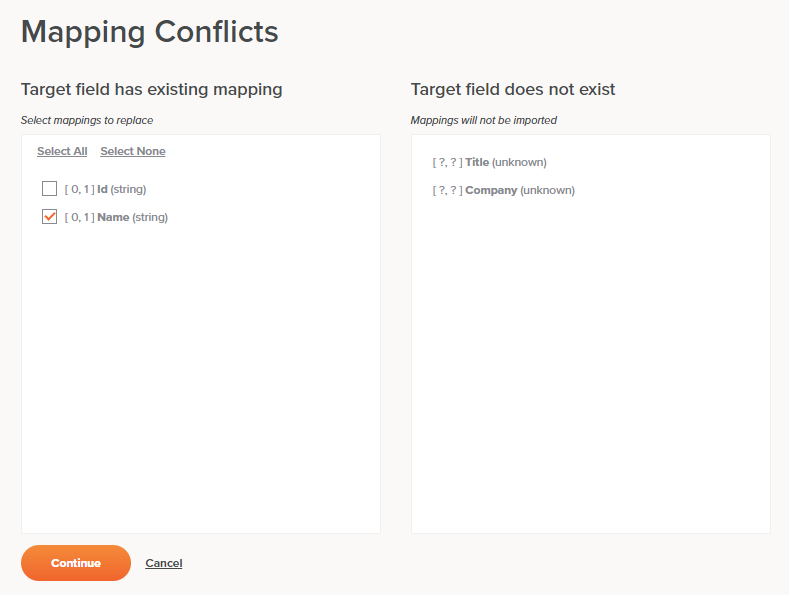 mapping conflicts