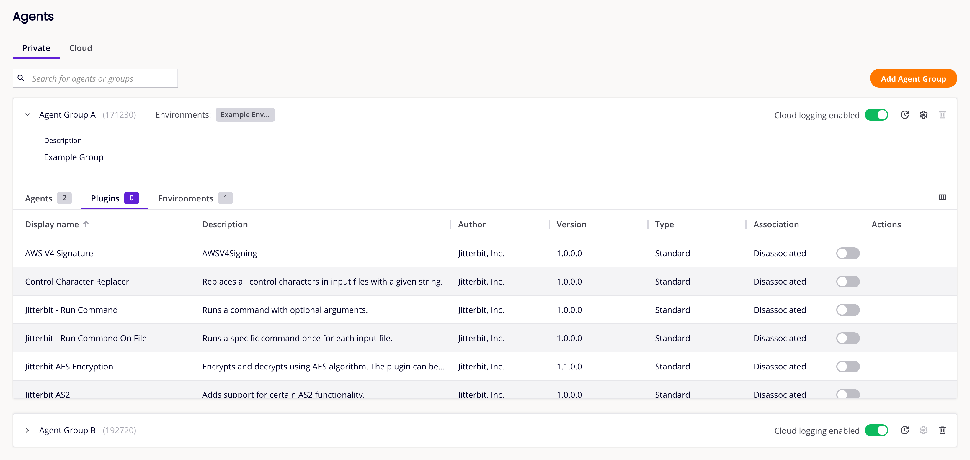 Agent Groups - Plugins