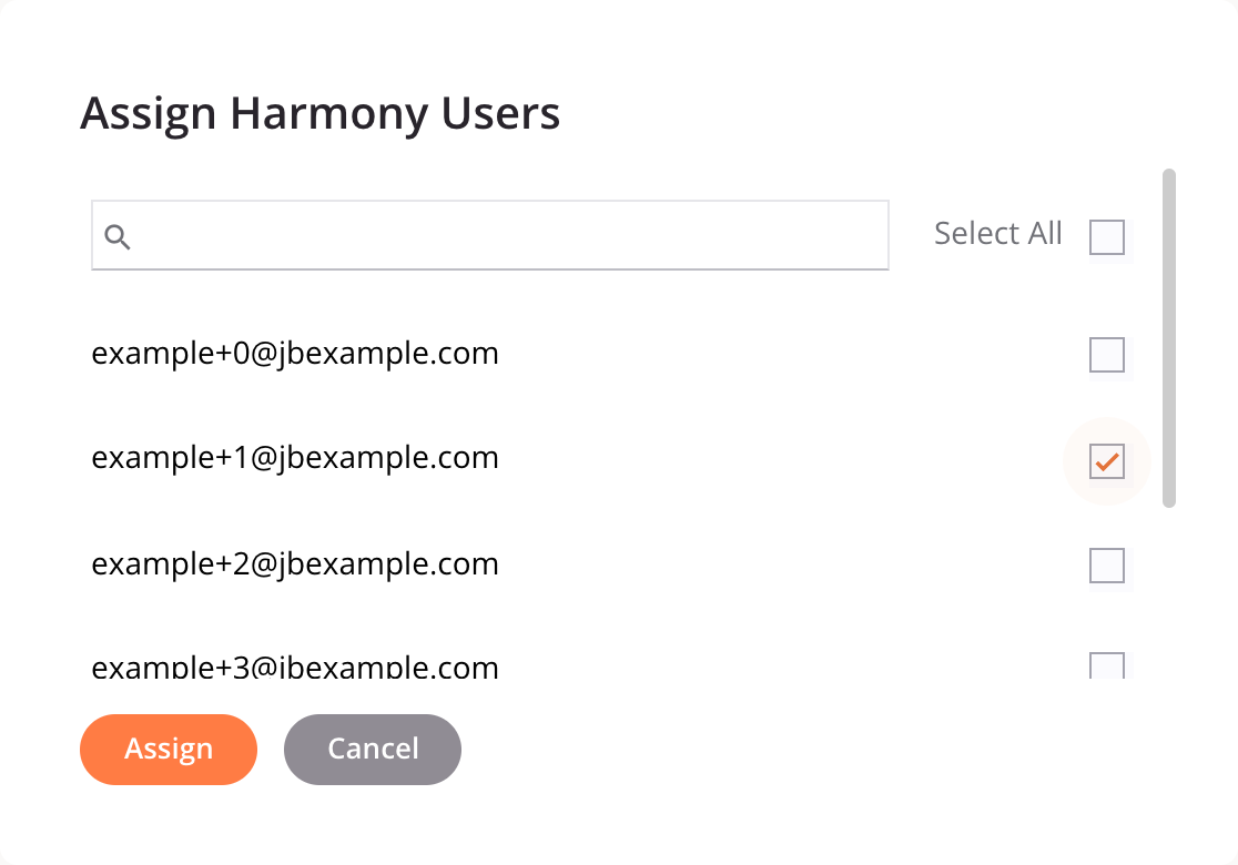 Atribuir usuários do Harmony